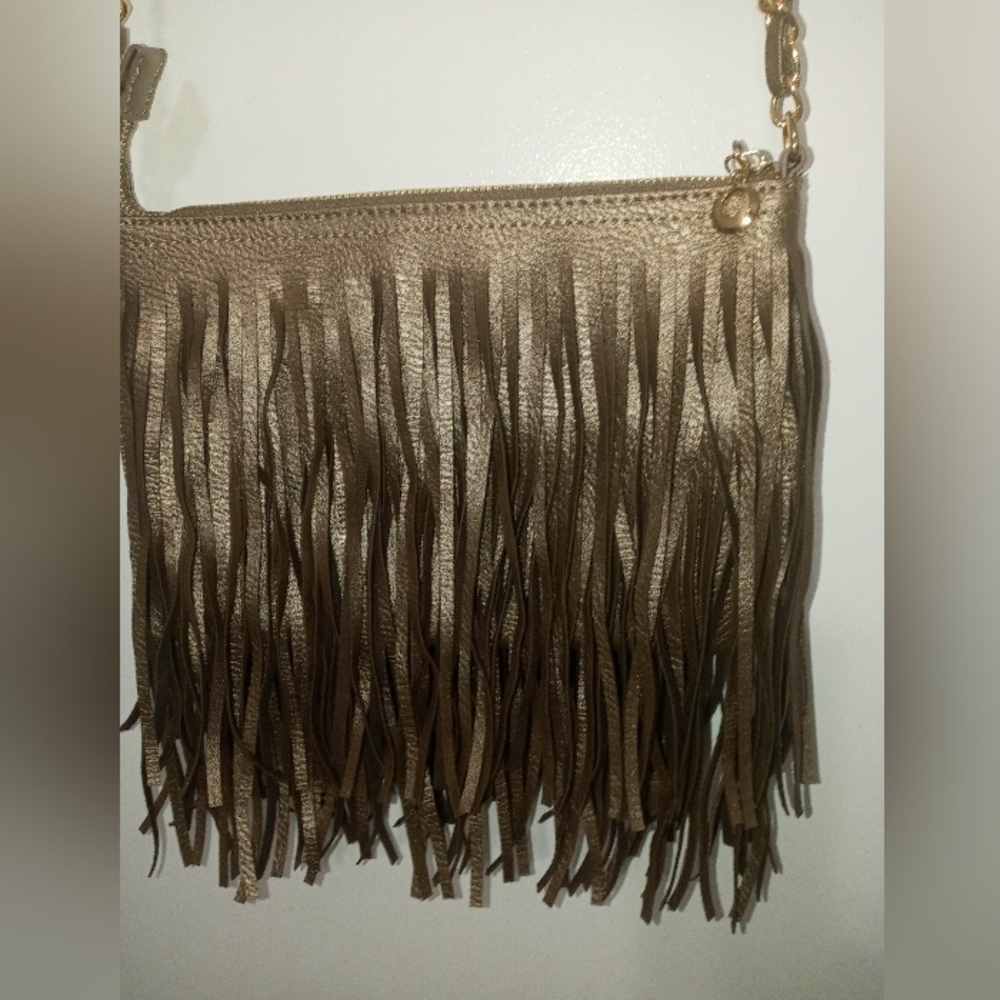 Retro bronze  Metallic faux leather Hobo Hippie Crossbody Bag golden Hardware